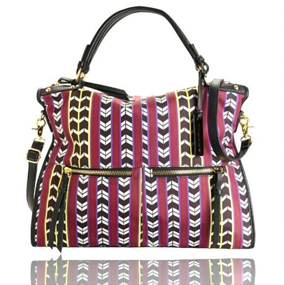 Steven By Steve Madden Purple/Black/Chevron Hobo Crossbody Handbag - Picture 1 of 13